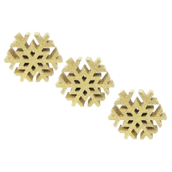 Gold Glitter Wooden Snowflakes (Set of 3) - Party Decor - Picture 1 of 5